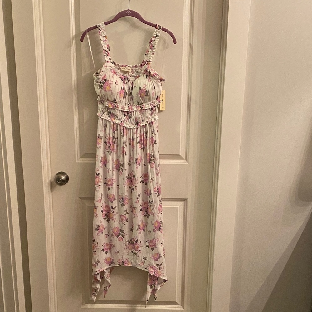 Derek Heart Pink Floral Ruffled Top